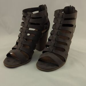 Indigo Gray Heeled Sandals Elegant Gladiator Design